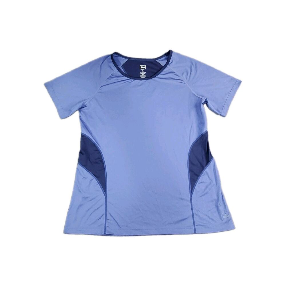 REI Co-op Women’s Sz L Active T-Shirt Blue Short Sleeve Lightweight Hiking C28